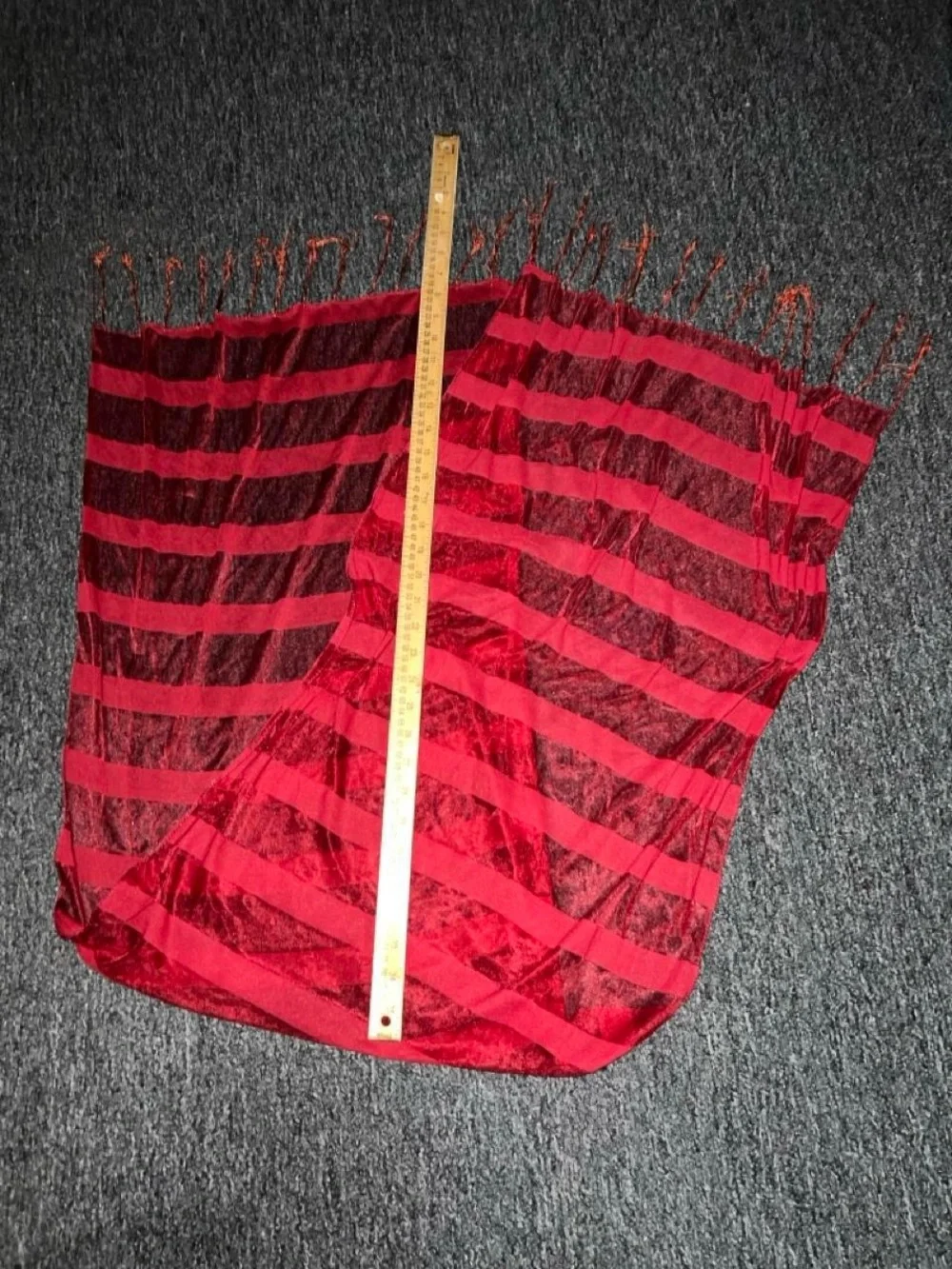 Red Lightweight Striped Fringe Scarf - Women Accessories